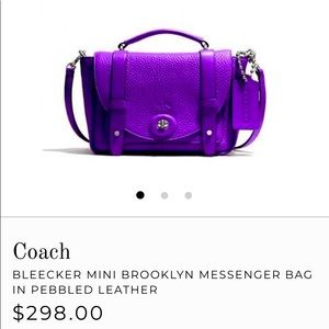 Coach Mini Messenger Bag in Leather 🟣 (NWT)